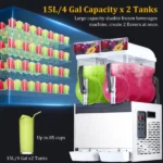 Garvee Double Tank Commercial Slushy Machine, 30L/7.9 Gal Stainless Steel Frozen Drinks Margarita Smoothie Maker - Image 3